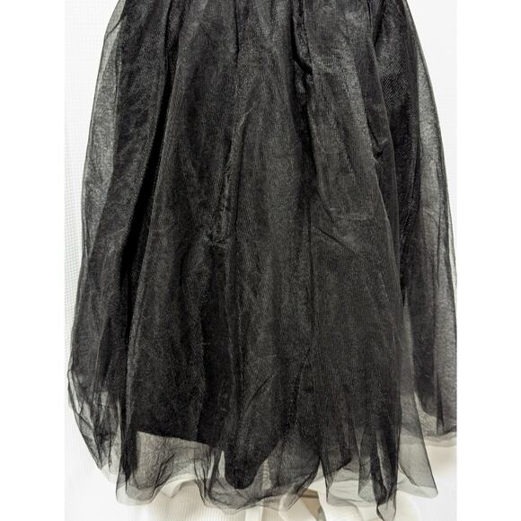 NWOT! FROU-FROU BLACK SATIN AND BLACK NET FULL POUFY, MIDI LENGTH SKIRT! SZ M - Picture 4 of 8